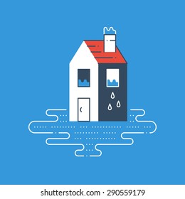 Pipe break, poor plumbing, flooding. Insurance service concept