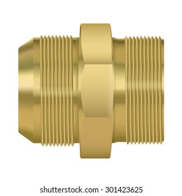 Pipe  Bronze Fitting. Brass fitting with Threaded - vector isolated on white