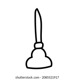 pipe cleaner and plunger set for cleaning pipes and sewers vector illustration doodle style