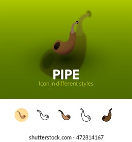 Pipe color icon, vector symbol in flat, outline and isometric style isolated on blur background