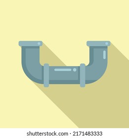 Pipe connection icon flat vector. Drain system. Industrial construction