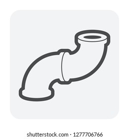 Pipe connector icon, black color.