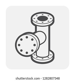 Pipe connector icon, black color.
