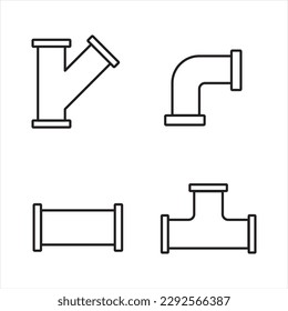 pipe connector icon set, elbow, etc