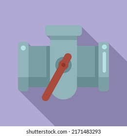 Pipe connector tap icon flat vector. Steel system. Metal pipeline