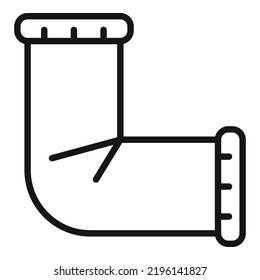 Vector de contorno de icono de esquina de tubería. alcantarillado de agua. Complemento de servicio