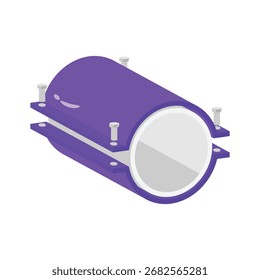 Pipe coupler, plumbing pipe 2d style vector design