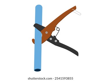 Pipe cutting scissors on white background.