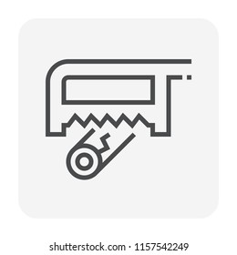 Pipe damage and plumber repair icon. That is a problem of plumbing system and caused by pressure, frozen or other concussion. Plumber using saw to cutting damage pipe for change new one. 64x64 px icon