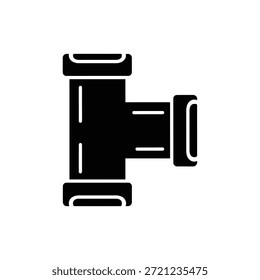 Conector do cotovelo da tubulação Ícone de encanamento ou construção em preto e branco
