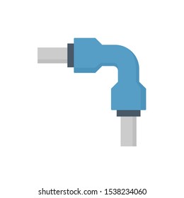 Pipe elbow and push fit vector icon. Also called push-to-pull, push-to-connect, tube or instant fitting. For connection pe pipe. Used in reverse osmosis water filtration and sprinkler spray system.