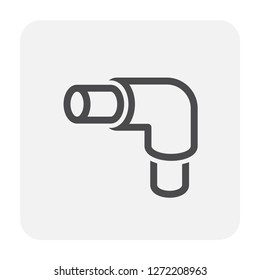 Pipe fitting icon design, black and outline.