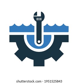 Pipe fitting, plumbing service icon. Glyph vector isolated on a white background.