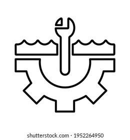 Pipe fitting, plumbing service outline icon. Line art design.