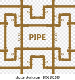 Pipe fittings vector icons set. Tube industry, construction pipeline, drain system. Pipeline water vector