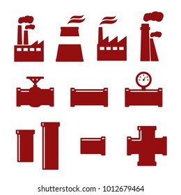 Pipe fittings vector icons set. Tube industry, construction pipeline, drain system. Pipeline water vector