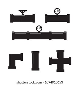 Pipe fittings vector icons set. Plumbing, water pipes sewage