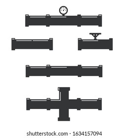 Pipe fittings vector icons set