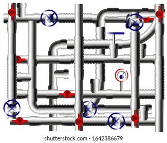 Pipe fittings vector icons set. Tube industry, construction pipeline, drain system, vector illustration. EPS 10.