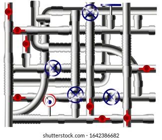 Pipe fittings vector icons set. Tube industry, construction pipeline, drain system, vector illustration. EPS 10