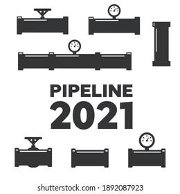 Pipe fittings vector icons set