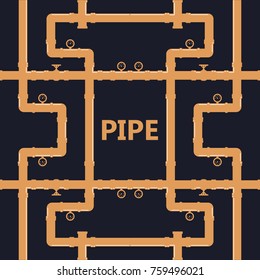 Pipe fittings vector icons set. Tube industry, construction pipeline, drain system. Pipeline water vector