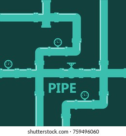 Pipe fittings vector icons set. Tube industry, construction pipeline, drain system. Pipeline water vector