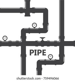 Pipe fittings vector icons set. Tube industry, construction pipeline, drain system. Pipeline water vector