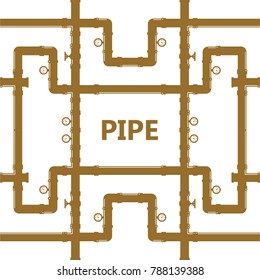 Pipe fittings vector icons set. Tube industry, construction pipeline, drain system. Pipeline water vector