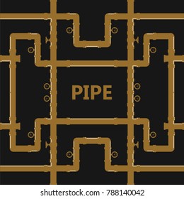 Pipe fittings vector icons set. Tube industry, construction pipeline, drain system. Pipeline water vector