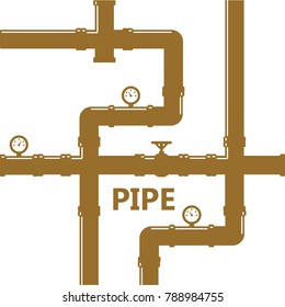 Pipe fittings vector icons set. Tube industry, construction pipeline, drain system. Pipeline water vector