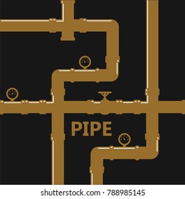 Pipe fittings vector icons set. Tube industry, construction pipeline, drain system. Pipeline water vector