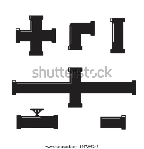 Pipe Fittings Vector Icons Set Stock Vector (Royalty Free) 1447295243