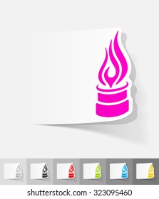 pipe with a flame paper sticker with shadow. Vector illustration