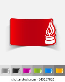 pipe with a flame paper sticker with shadow. Vector illustration