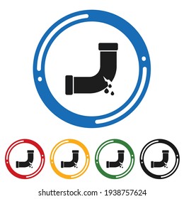 Pipe flat icon set. flat design vector illustration in 5 colors options for web design
