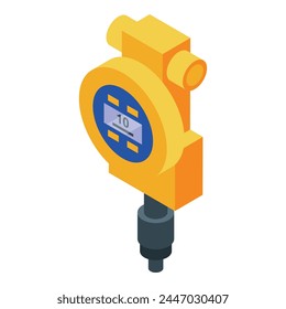 Icono de detector de gas de tubería Vector isométrico. Instrumento del medidor. Supervisar fuga