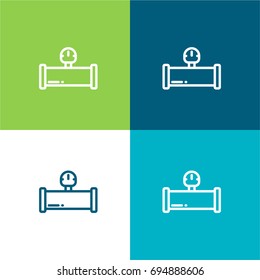 Pipe green and blue material color minimal icon or logo design