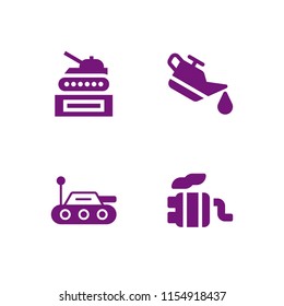 pipe icon. 4 pipe set with tank, oil and exhaust pipe vector icons for web and mobile app