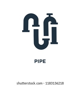 Pipe icon. Black filled vector illustration. Pipe symbol on white background. Can be used in web and mobile.