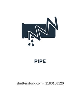 Pipe icon. Black filled vector illustration. Pipe symbol on white background. Can be used in web and mobile.