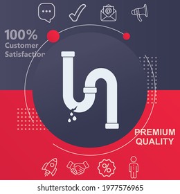 Pipe icon. Customize your design with a navy and red colored background template