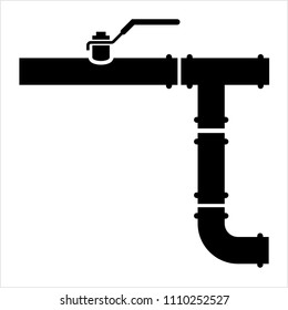 Pipe Icon, Pipe Fitting Icon Vector Art Illustration