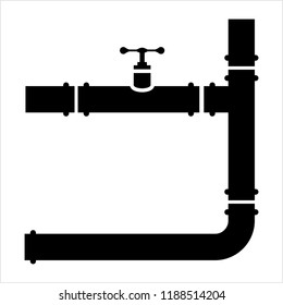 Pipe Icon, Pipe Fitting Icon Vector Art Illustration