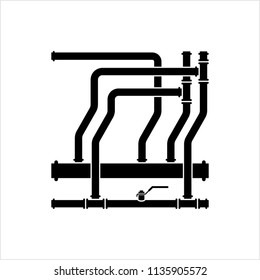 Pipe Icon, Pipe Fitting Icon, Water, Gas, Oil Pipeline, Plumbing Work Vector Art Illustration