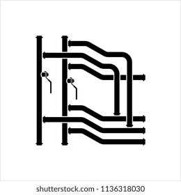 Pipe Icon, Pipe Fitting Icon, Water, Gas, Oil Pipeline, Plumbing Work Vector Art Illustration