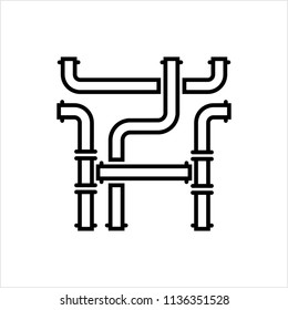 Pipe Icon, Pipe Fitting Icon, Water, Gas, Oil Pipeline, Plumbing Work Vector Art Illustration