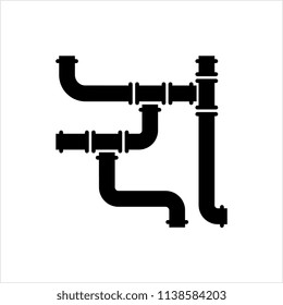 Pipe Icon, Pipe Fitting Icon, Water, Gas, Oil Pipeline, Plumbing Work Vector Art Illustration