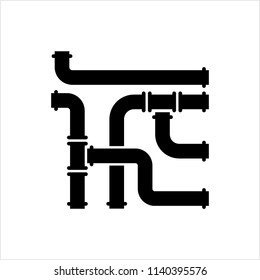 Pipe Icon, Pipe Fitting Icon, Water, Gas, Oil Pipeline, Plumbing Work Vector Art Illustration