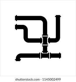 Pipe Icon, Pipe Fitting Icon, Water, Gas, Oil Pipeline, Plumbing Work Vector Art Illustration